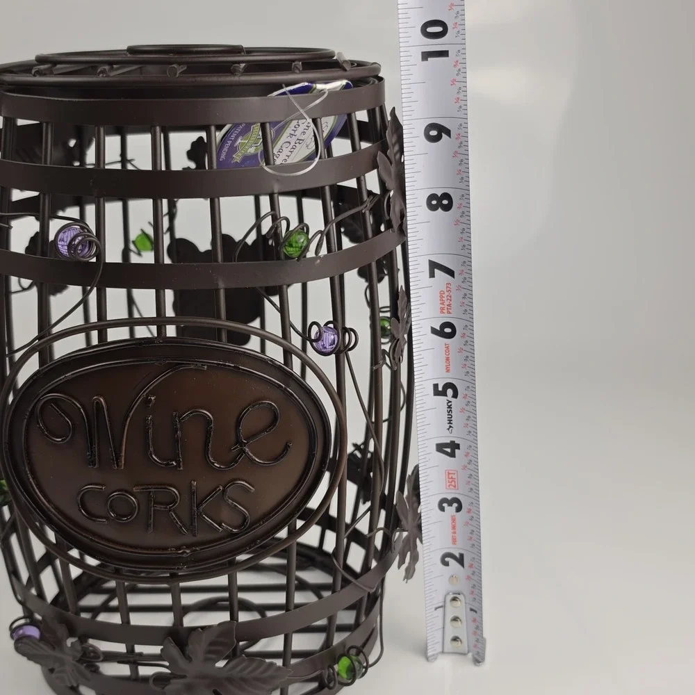 Wine Barrel Cork Cage Metal Grapevine Beaded Holder Epic Products New With Tags